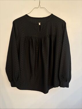 TFSDOD Black Long-Sleeve Textured Peasant Blouse Top Size 3XL